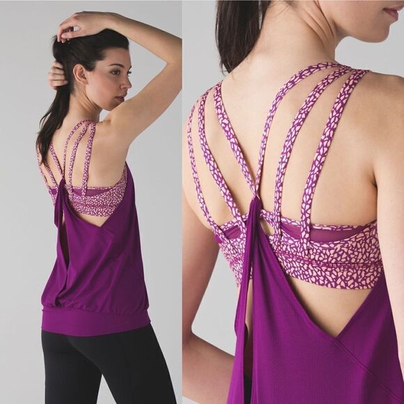 Lululemon Nouveau Limits Tank Regal Plum purple Miss Mosaic Peach Fuzz -6 - Picture 1 of 10